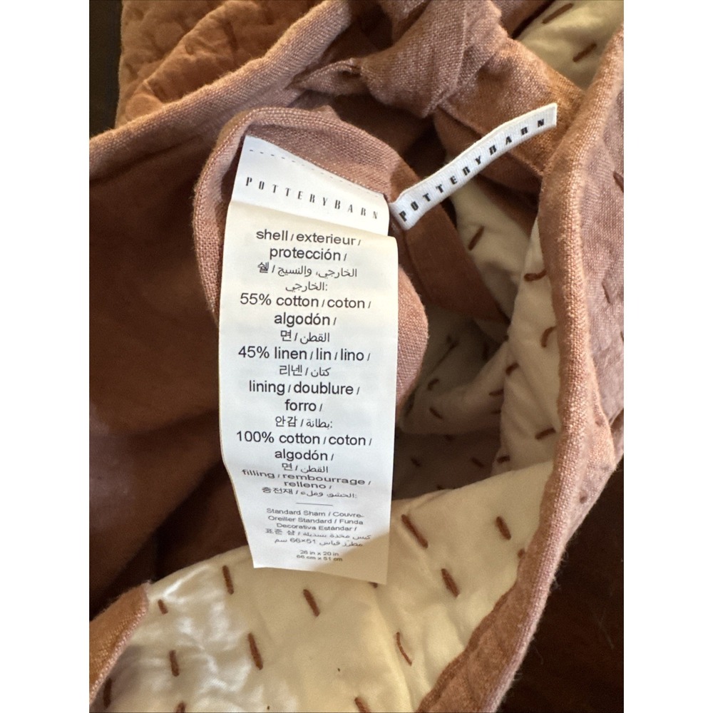 Pottery Barn Pillow Sham STANDARD Pickstitch Cotton Quilted Brick Rust for Fall - Picture 5 of 5